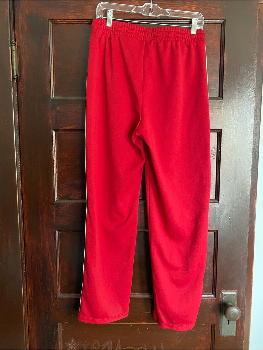 GAP Red Wide Leg Track Pants Cream Side Stripe Size M Sporty Retro - Picture 2 of 8